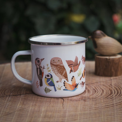 Madaras zománcozott fém bögre