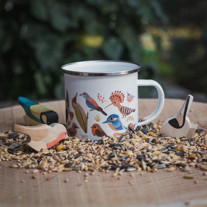 Madaras zománcozott fém bögre