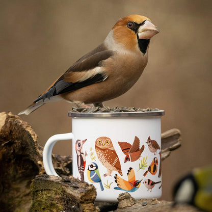 Madaras zománcozott fém bögre